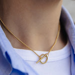 Load image into Gallery viewer, Gold Herringbone Toggle Chain Necklace
