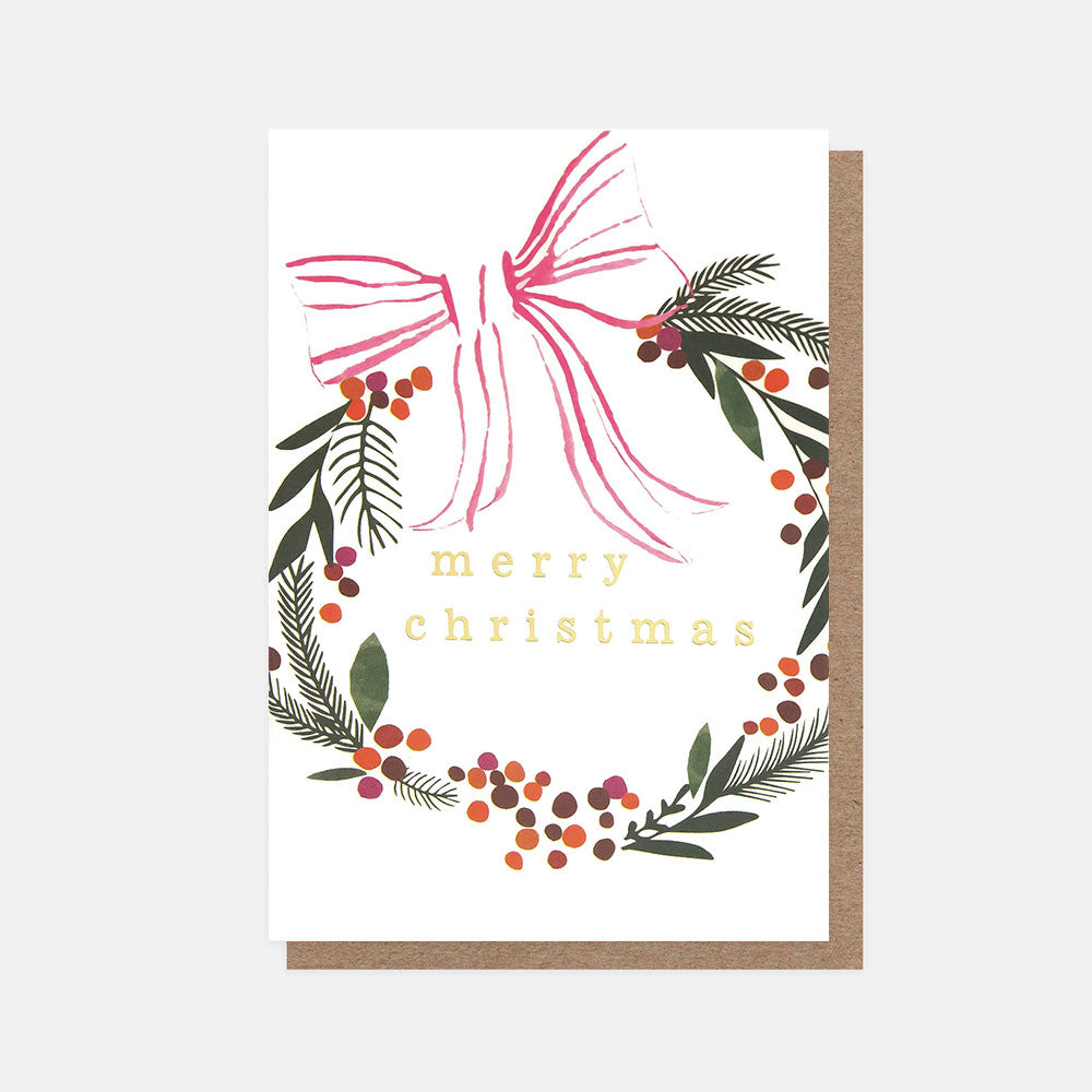 Bow Christmas Wreath Small Card Pack