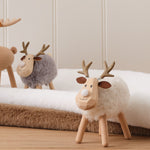 Load image into Gallery viewer, Two wooden deer figurines on a white surface with a neutral background
