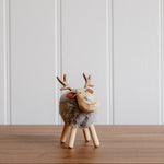 Load image into Gallery viewer, Fur Wooden Reindeer
