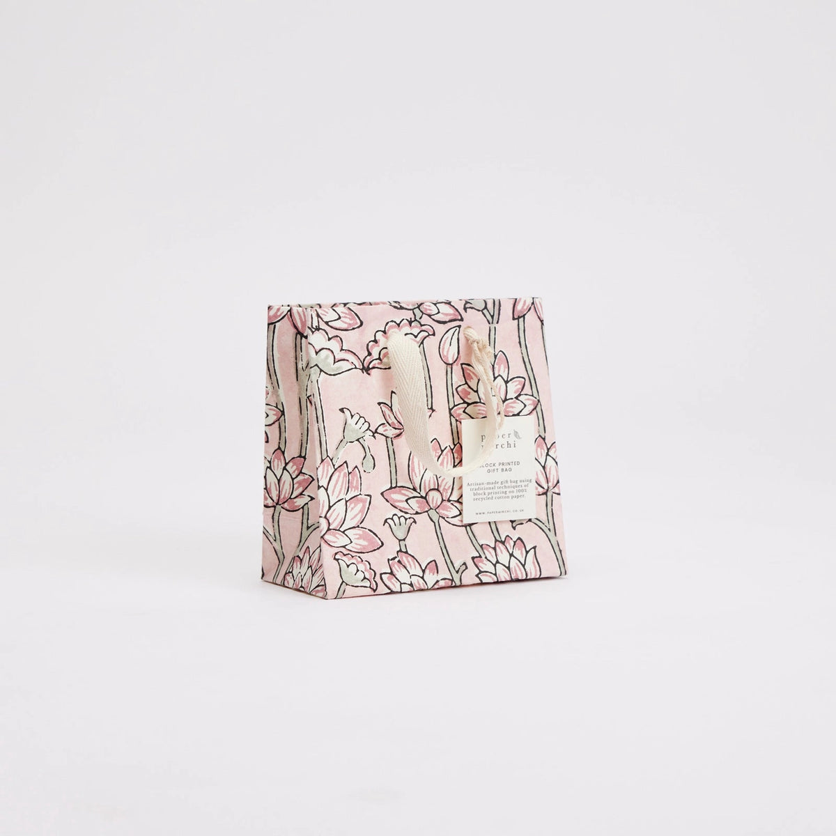 Pink Earth Small Block Print Gift Bag