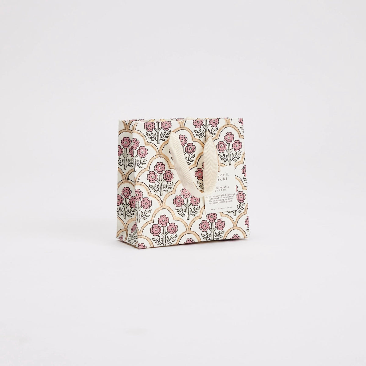 Pink Earth Small Block Print Gift Bag