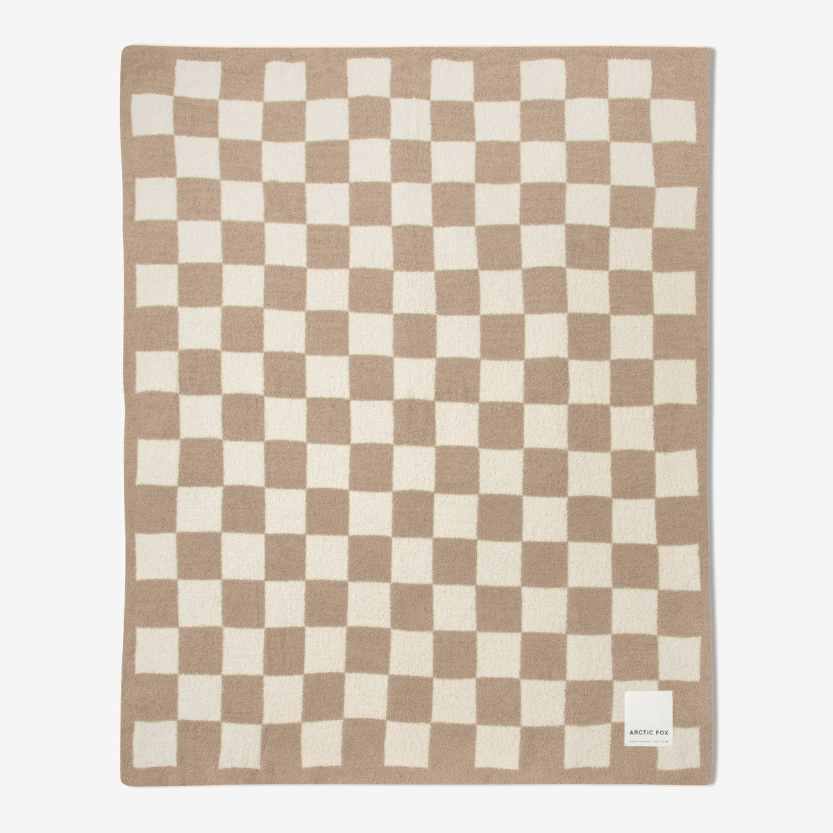 Beige Check Teddy Throw