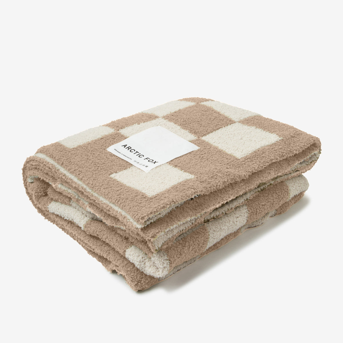 Beige Check Teddy Throw