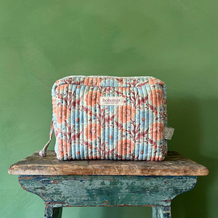 Floribunda Large Washbag, Duck Egg