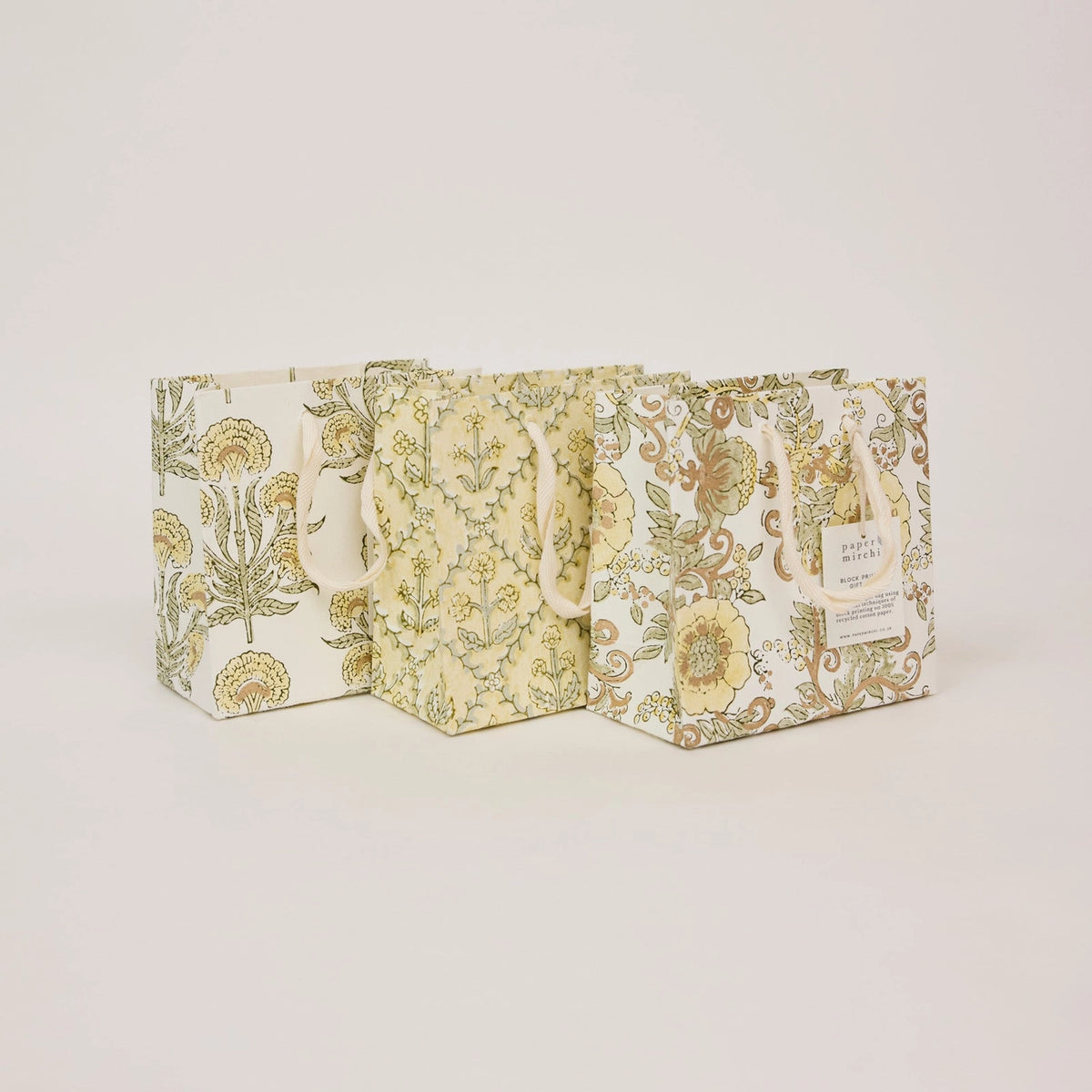 Buttercream Floral Block Print Small Gift Bag