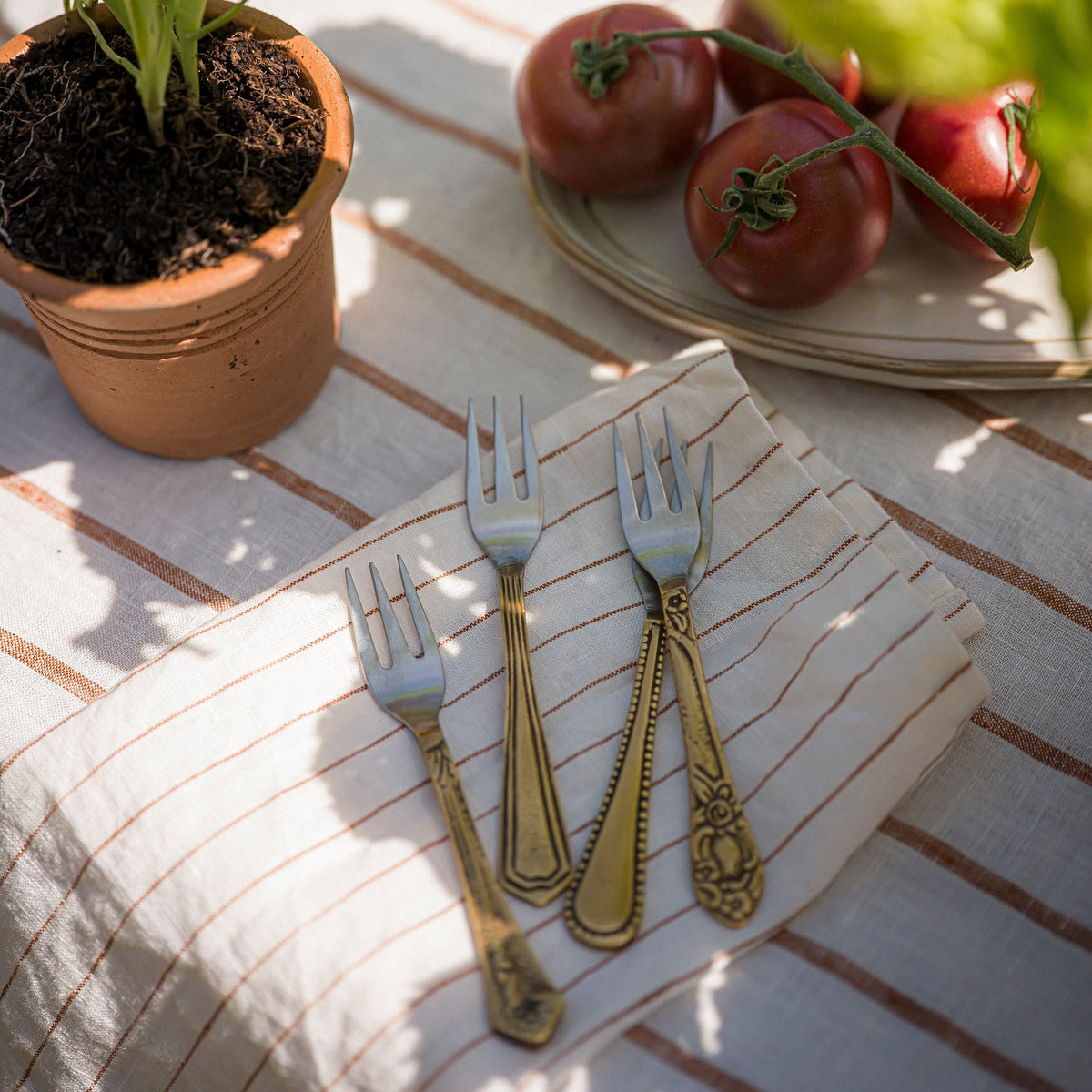 Antique Brass Cake Forks Set