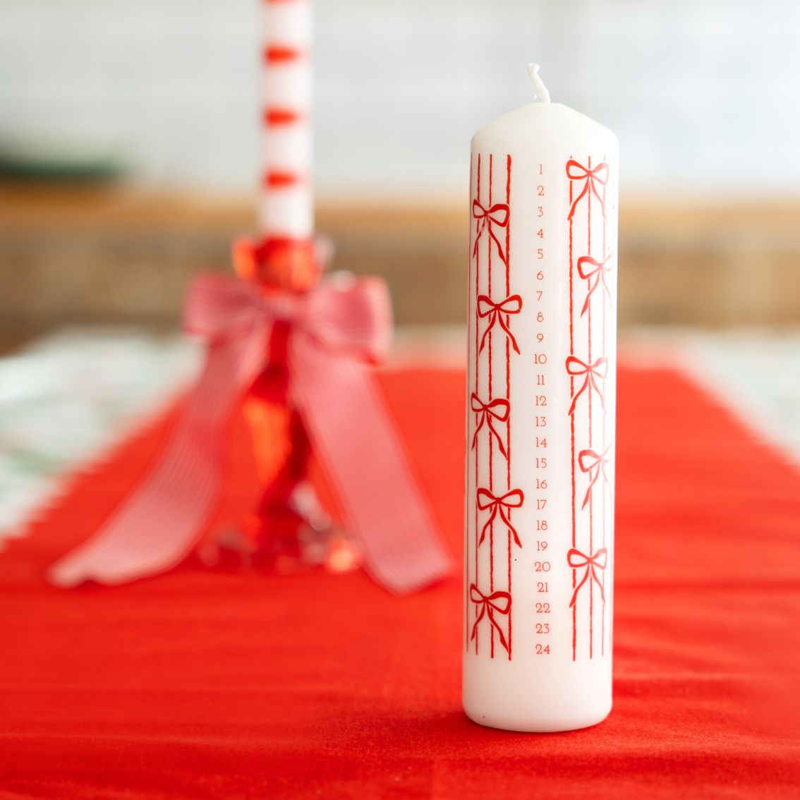 Advent Bow Pillar Candle