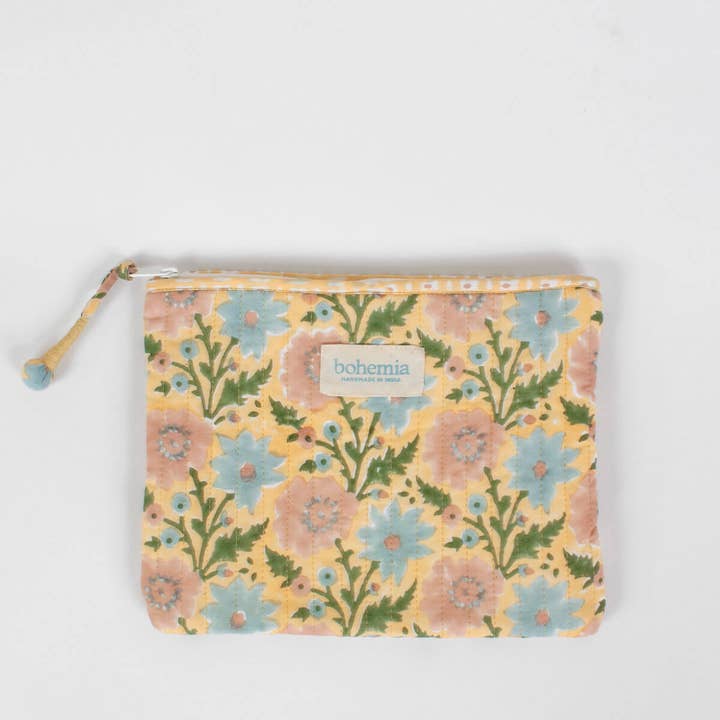 Floribunda Zip Pouch, Buttermilk