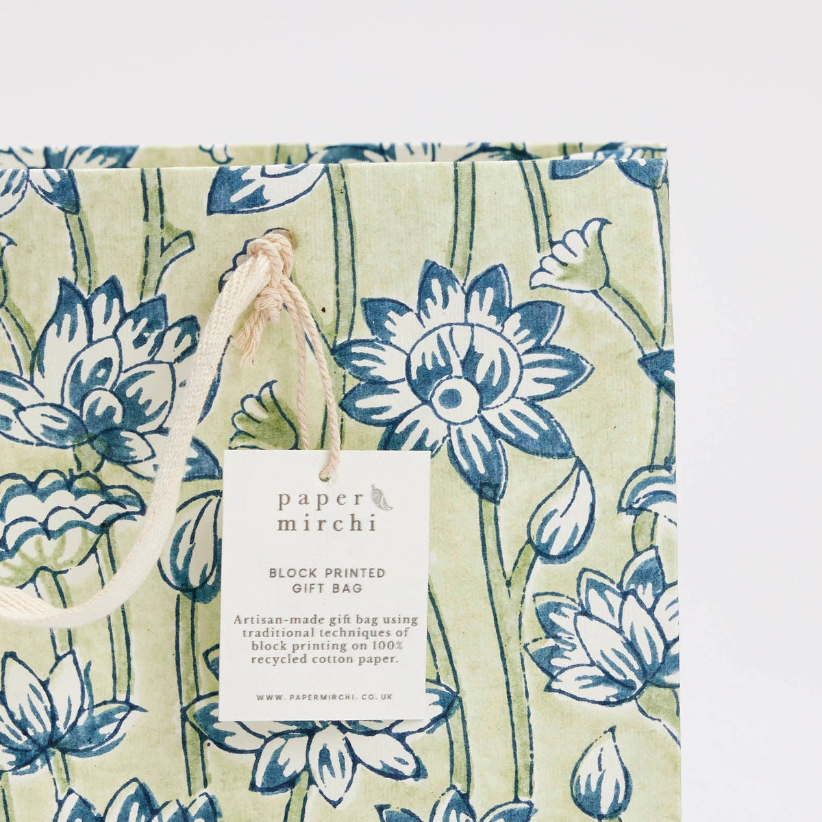 Blue Block Print Medium Gift Bag