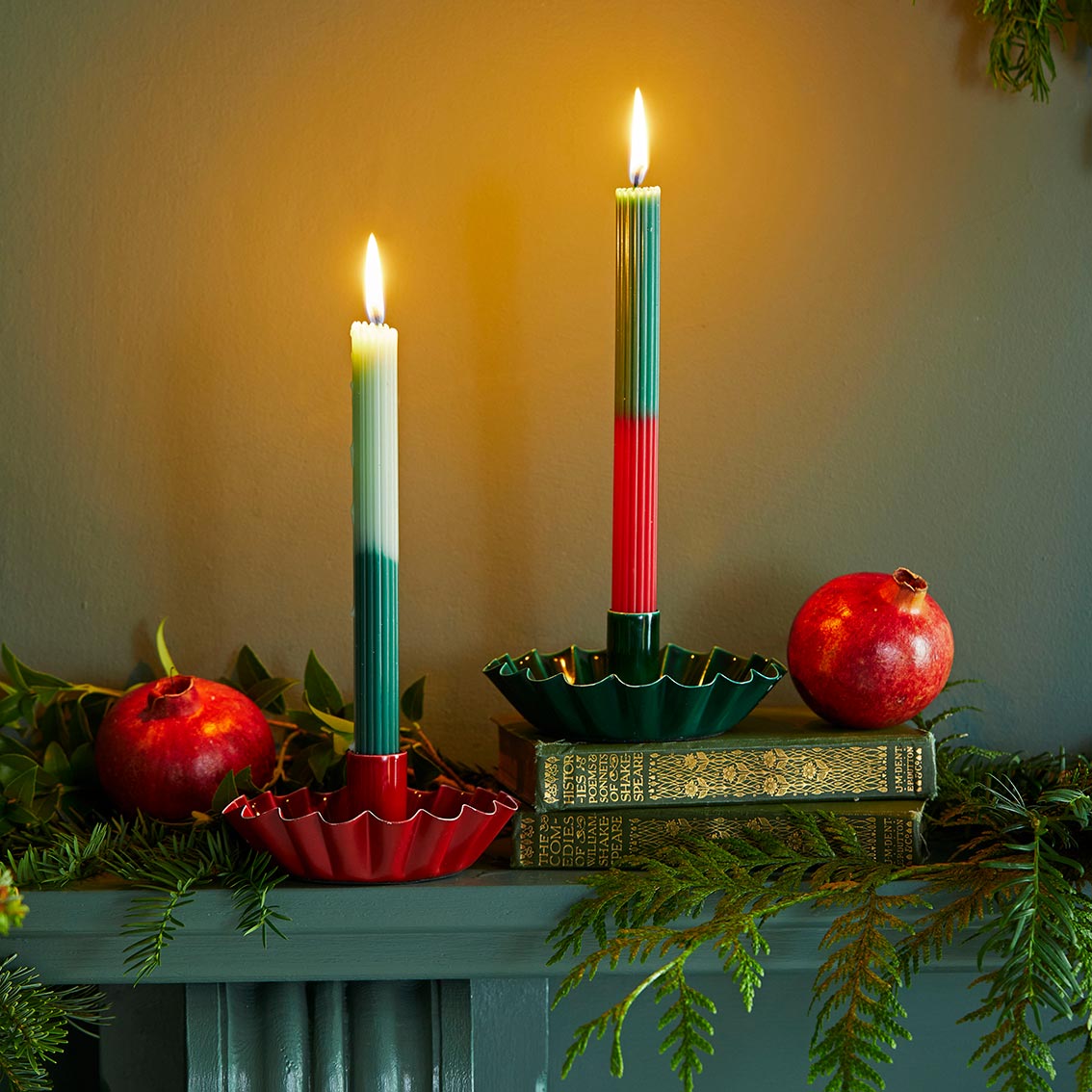 Ombre Ribbed Dinner Candles Set