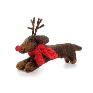 Christmas Felt Sausage Dog Decoration
