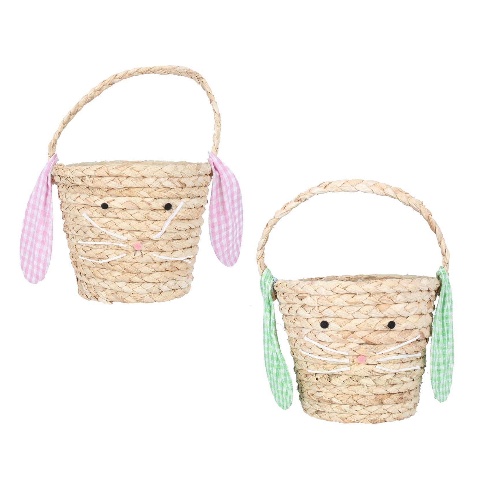 Straw Bunny Basket with Floppy Ears