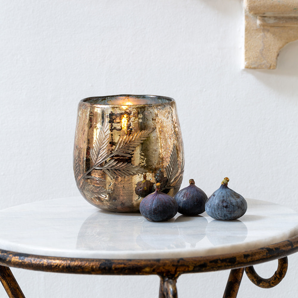 Antique Gold Fern Candle Holder