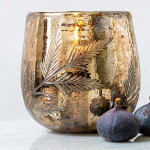 Antique Gold Fern Candle Holder