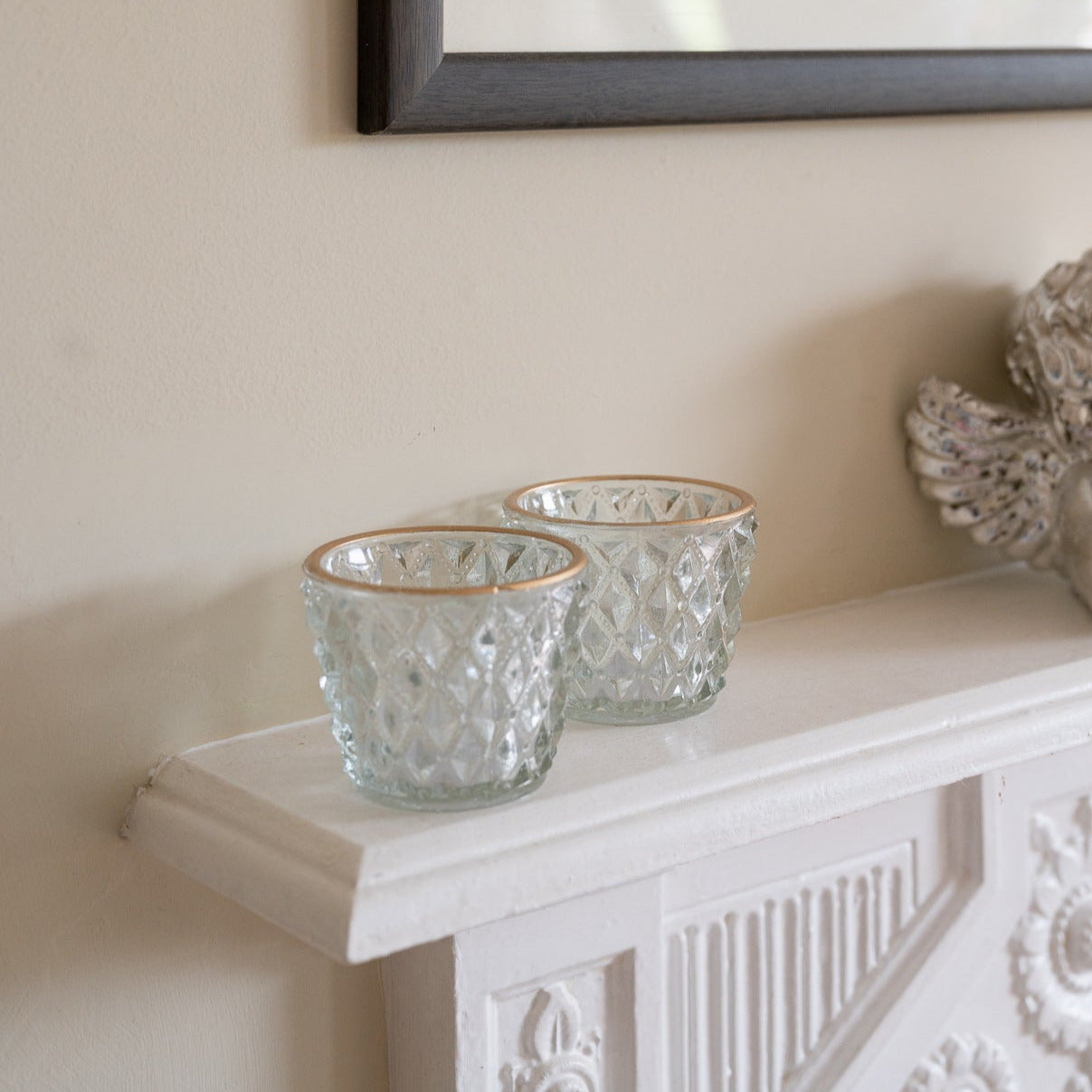 Gold Rim Diamond Tea Light Holder