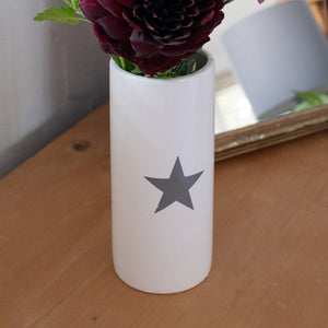 White Ceramic Vase with Grey Star