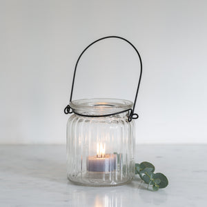Small Ribbed Glass Lantern