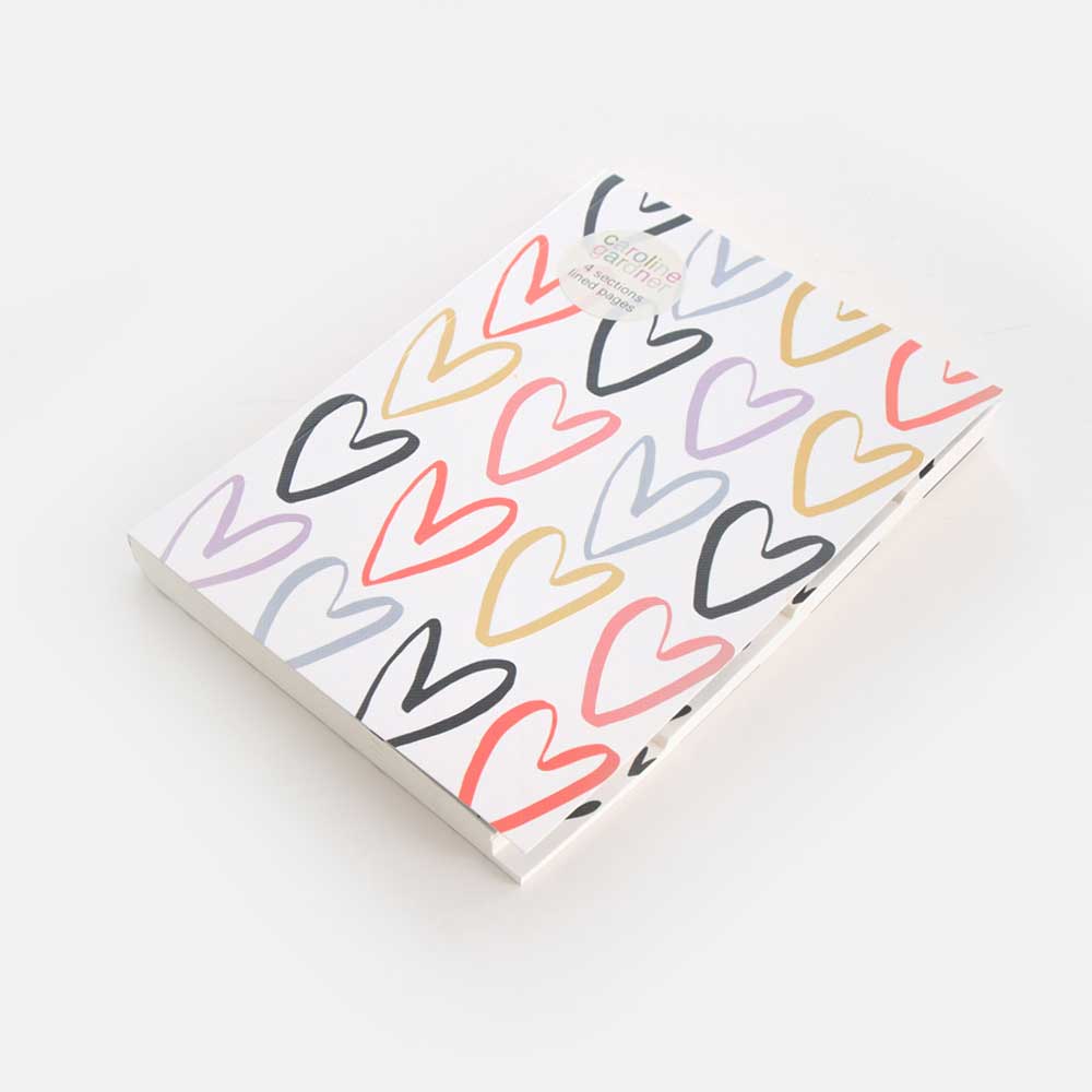 Outlined Hearts Multi Tabbed Notebook
