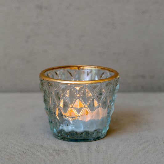 Gold Rim Diamond Tea Light Holder
