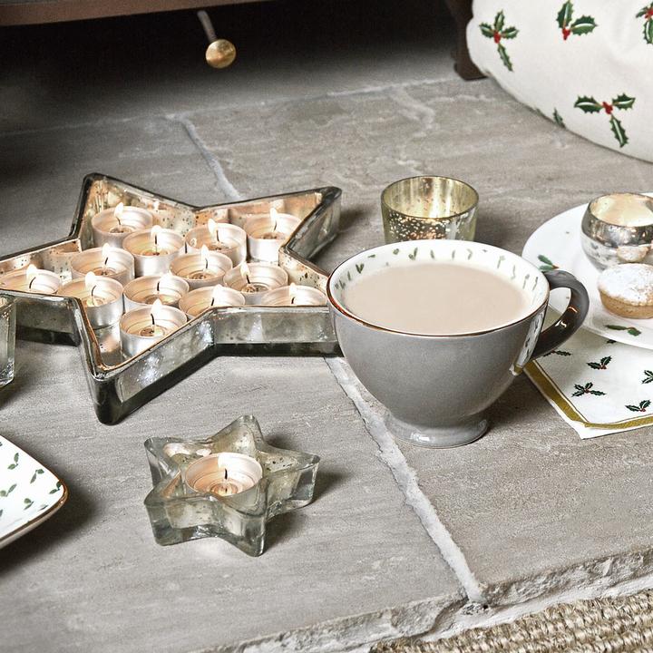 Antiqued Silver Glass Star Tray